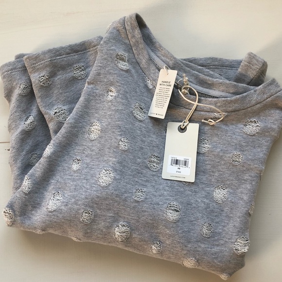 Lucky Brand Tops - 🌟NWT Lucky Brand Distressed Polka Dot Pullover
